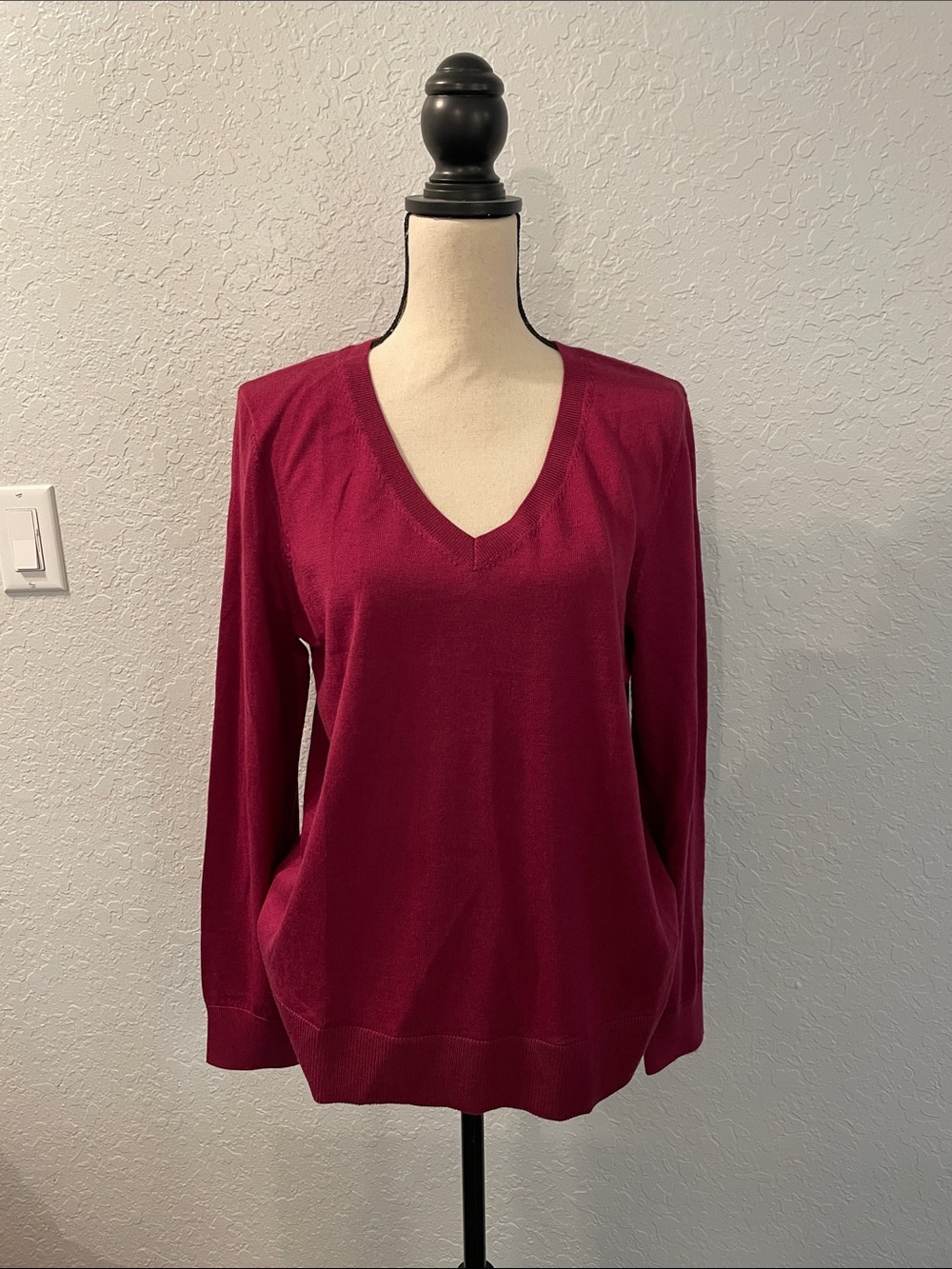 Katherine Barclay V-Neck Sweater in Deep Plum